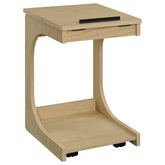 Best Furniture Outlet - Coaster - Ralston C-Shaped Lift-Top Sofa Side Table With Casters Light Oak - 930291
