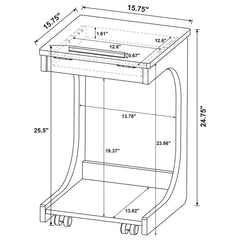 Ralston C-Shaped Lift-Top Sofa Side Table With Casters Mango
