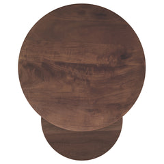 Yency 2-piece Round Mango Wood Nesting Table Set Dark Brown Mango