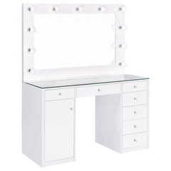 Best Furniture Outlet - Coaster - Acena 7-drawer Vanity Set with Lighting White High Gloss - 931143