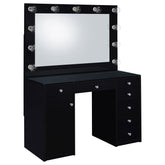 Best Furniture Outlet - Coaster - Acena 7-drawer Vanity Set with Lighting Black High Gloss - 931144