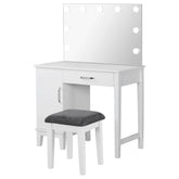 Best Furniture Outlet - Coaster - Elijah Vanity Set with Lighting & Stool White and Dark Grey - 931149