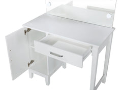 Elijah Vanity Set with Lighting & Stool White and Dark Grey