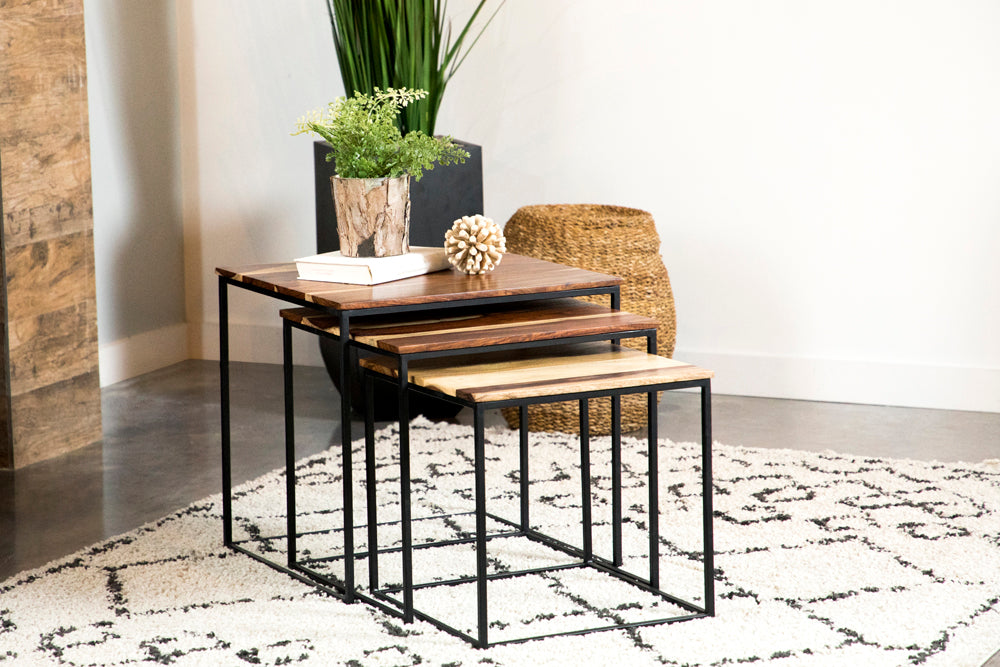 Best Furniture Outlet - Coaster - Belcourt 3-piece Square Nesting Tables Natural and Black - 931182