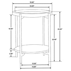Adhvik Round End Side Table Marble Shelf Natural and Black