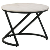 Best Furniture Outlet - Coaster - Miguel Round Marble Top Coffee Table White and Black - 931227
