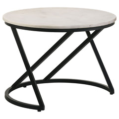 Best Furniture Outlet - Coaster - Miguel Round Marble Top Coffee Table White and Black - 931227