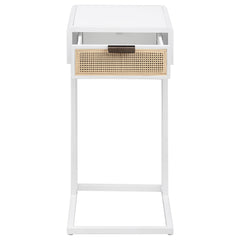 Amherst 1-drawer Radio Weave Cane Metal Side Table White