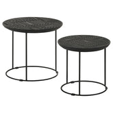 Best Furniture Outlet - Coaster - Loannis 2-piece Round Mango Wood Nesting Table Matte Black - 935842