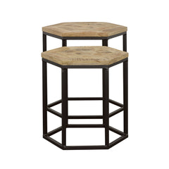 Adger 2-piece Hexagonal Nesting Tables Natural and Black