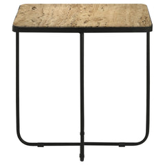 Elyna Square Stone Top Accent Side Table Beige