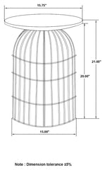 Bernardo Round Wire Frame Side Table Natural and Gunmetal