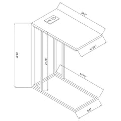 Rudy C-Shaped Side Table with Power Outlet Antique Brown