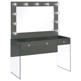 Best Furniture Outlet - Coaster - Afshan 3-drawer Vanity Set with Lighting Grey High Gloss - 935923