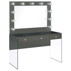 Best Furniture Outlet - Coaster - Afshan 3-drawer Vanity Set with Lighting Grey High Gloss - 935923