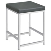 Best Furniture Outlet - Coaster - Afshan Upholstered Square Padded Vanity Stool Chrome - 935924