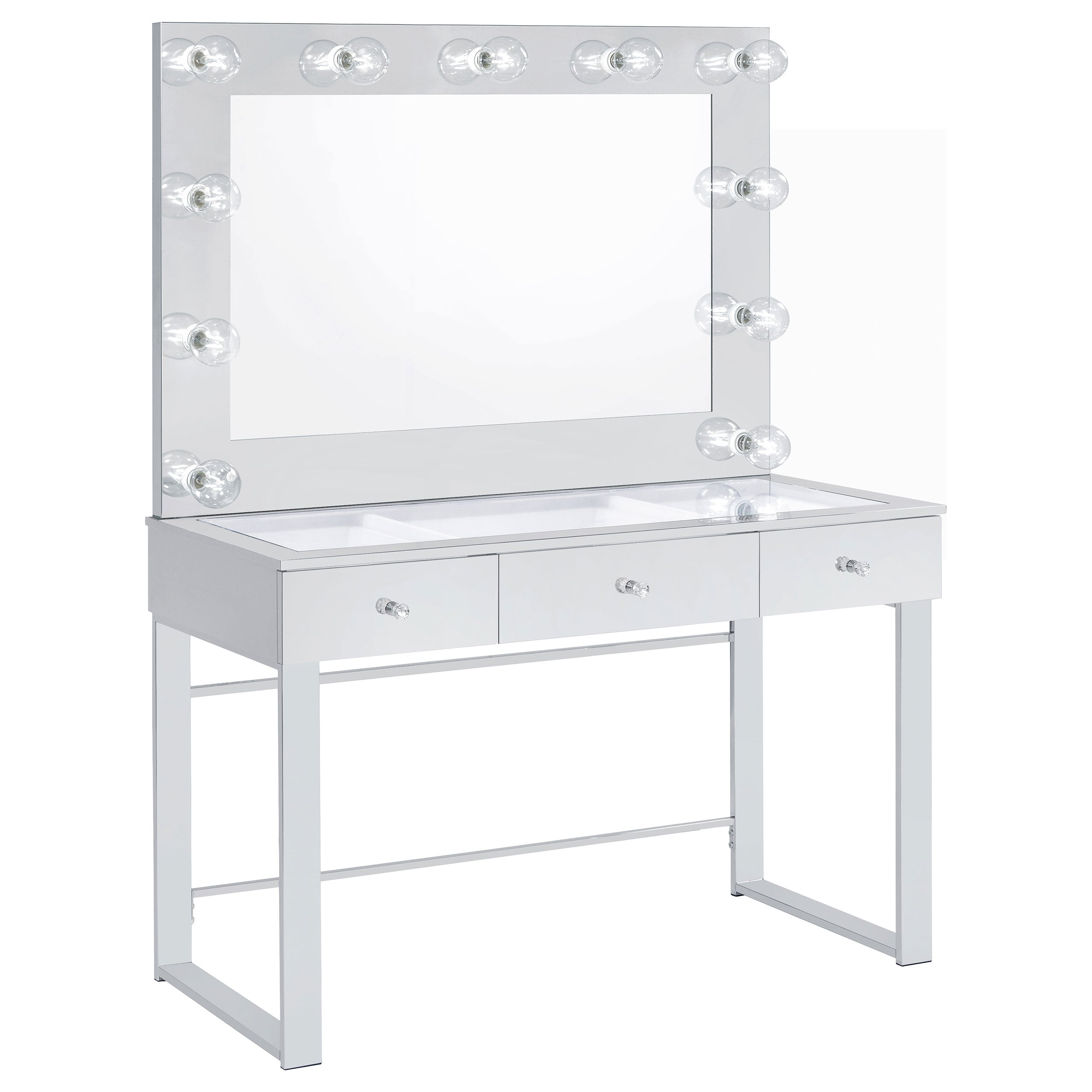 Best Furniture Outlet - Coaster - Umbridge 3-drawer Vanity Set with Lighting Chrome and White - 935934