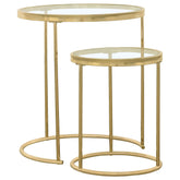 Best Furniture Outlet - Coaster - Maylin 2-piece Round Glass Top Nesting Table Set Gold - 935936
