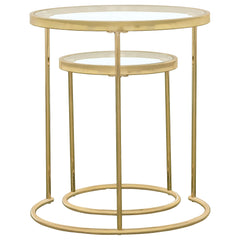 Maylin 2-piece Round Glass Top Nesting Table Set Gold