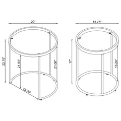 Maylin 2-piece Round Glass Top Nesting Table Set Gold