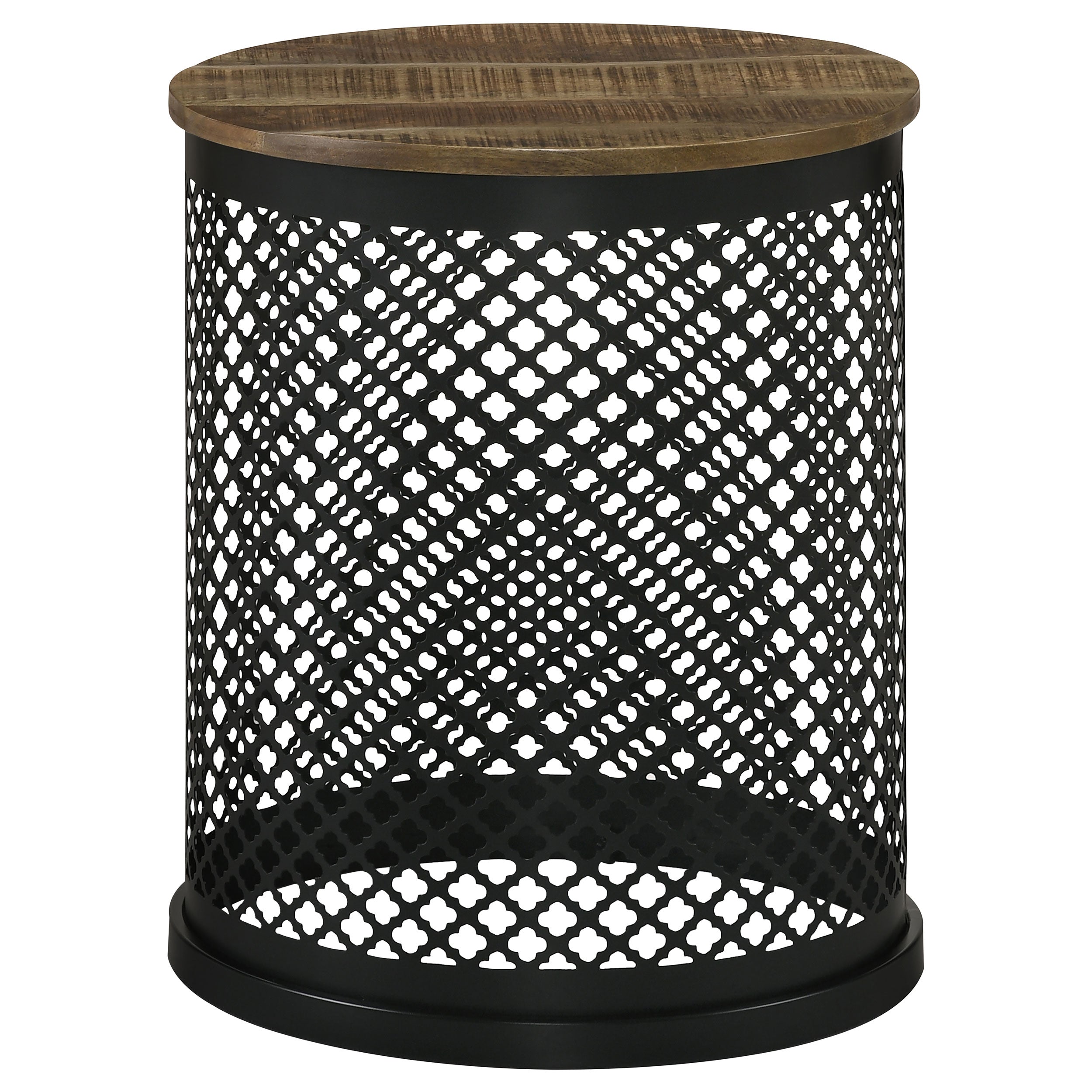 Best Furniture Outlet - Coaster - Aurora Round Drum Base Accent Side Table Natural and Black - 935990