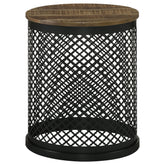 Best Furniture Outlet - Coaster - Aurora Round Drum Base Accent Side Table Natural and Black - 935990