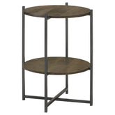 Best Furniture Outlet - Coaster - Axel Round Accent Table with Open Shelf Natural and Gunmetal - 935993