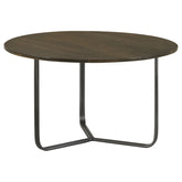 Best Furniture Outlet - Coaster - Yaritza Round Mango Wood Coffee Table Natural and Gunmetal - 935995
