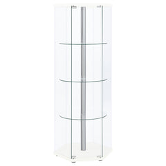 Best Furniture Outlet - Coaster - Zahavah 4-shelf Hexagonal Clear Glass Curio Cabinet White - 950001