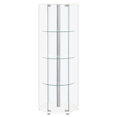 Zahavah 4-shelf Hexagonal Clear Glass Curio Cabinet White