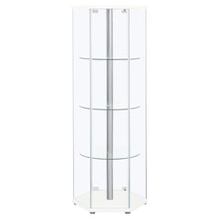 Zahavah 4-shelf Hexagonal Clear Glass Curio Cabinet White