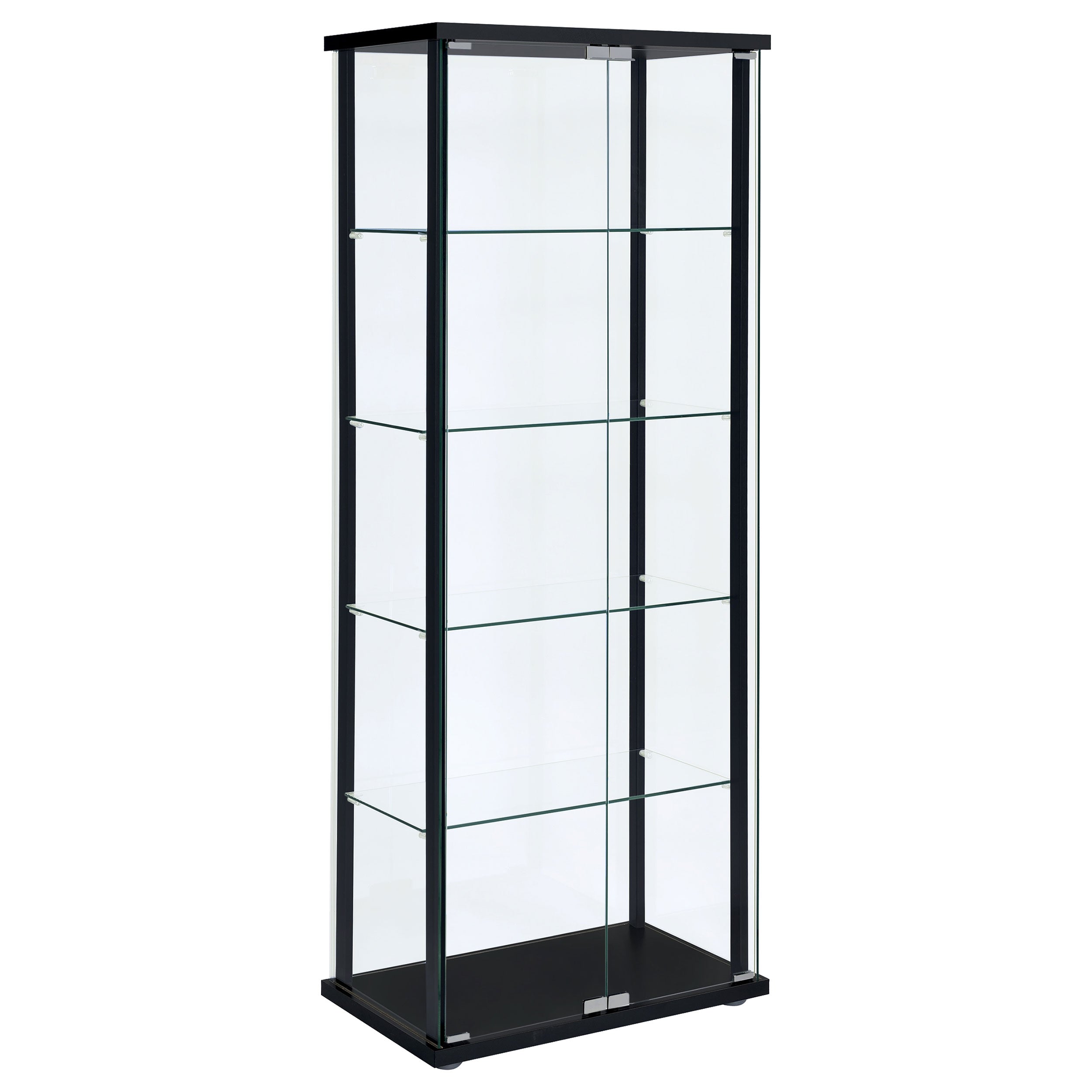 Best Furniture Outlet - Coaster - Delphinium 5-shelf Clear Glass Curio Display Cabinet Black - 950170