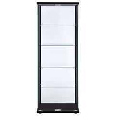 Delphinium 5-shelf Clear Glass Curio Display Cabinet Black