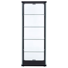 Delphinium 5-shelf Clear Glass Curio Display Cabinet Black