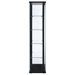 Delphinium 5-shelf Clear Glass Curio Display Cabinet Black