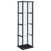 Best Furniture Outlet - Coaster - Cyclamen 4-shelf Clear Glass Curio Display Cabinet Black - 950171