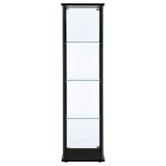Cyclamen 4-shelf Clear Glass Curio Display Cabinet Black