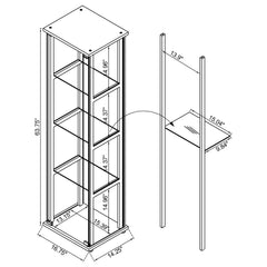 Cyclamen 4-shelf Clear Glass Curio Display Cabinet Black