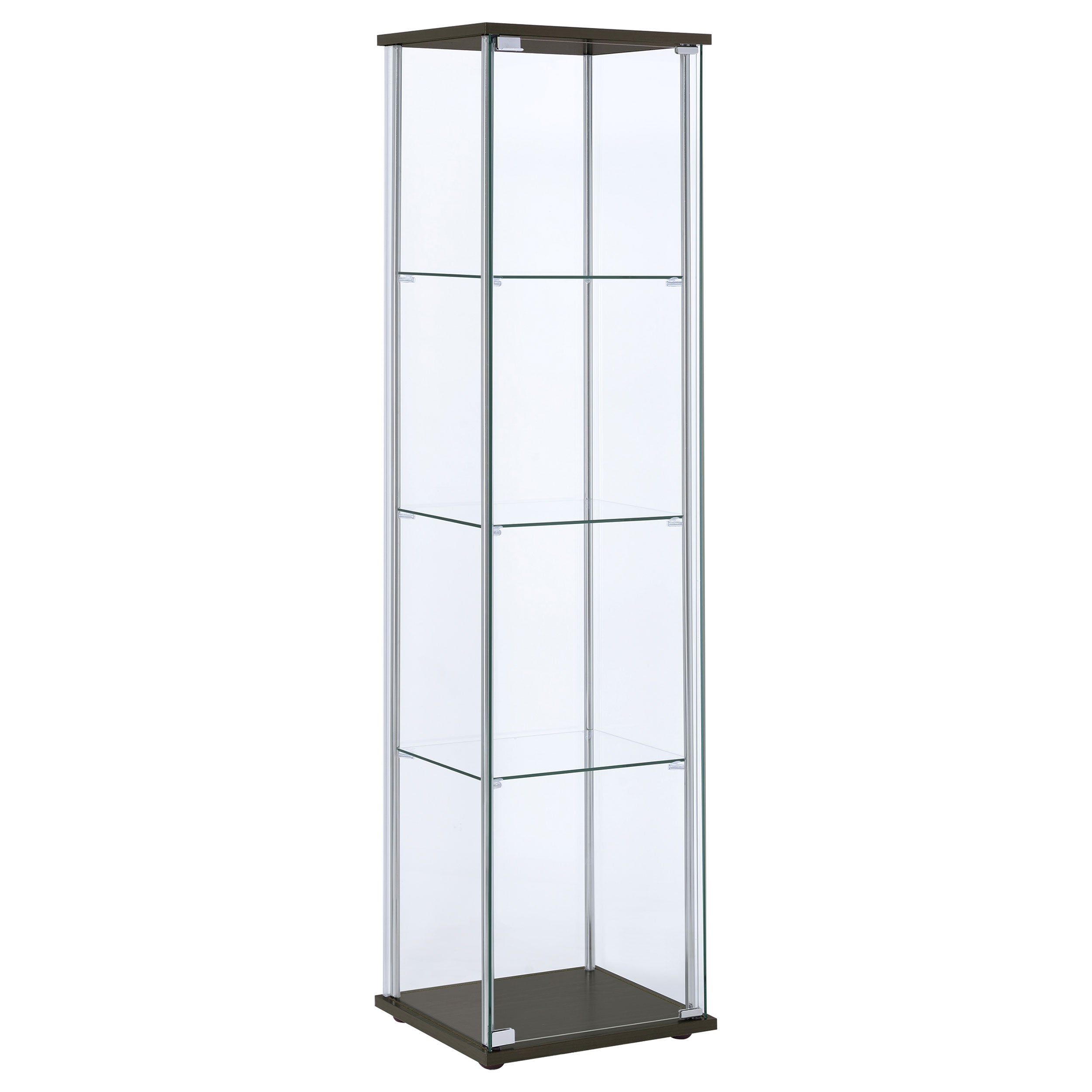 Best Furniture Outlet - Coaster - Bellatrix 3-shelf Clear Glass Curio Cabinet Cappuccino - 950172