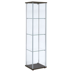 Bellatrix 4-shelf Clear Glass Curio Cabinet Cappuccino