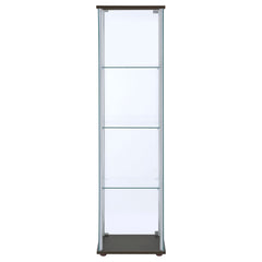 Bellatrix 4-shelf Clear Glass Curio Cabinet Cappuccino