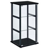 Best Furniture Outlet - Coaster - Cyclamen 3-shelf Clear Glass Curio Display Cabinet Black - 950179