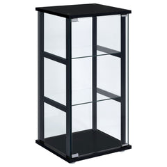 Best Furniture Outlet - Coaster - Cyclamen 3-shelf Clear Glass Curio Display Cabinet Black - 950179