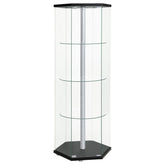 Best Furniture Outlet - Coaster - Zahavah 4-shelf Hexagonal Clear Glass Curio Cabinet Black - 950276