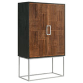 Best Furniture Outlet - Coaster - Borman 2-door Home Bar Cabinet Wine Storage Walnut and Black - 950318