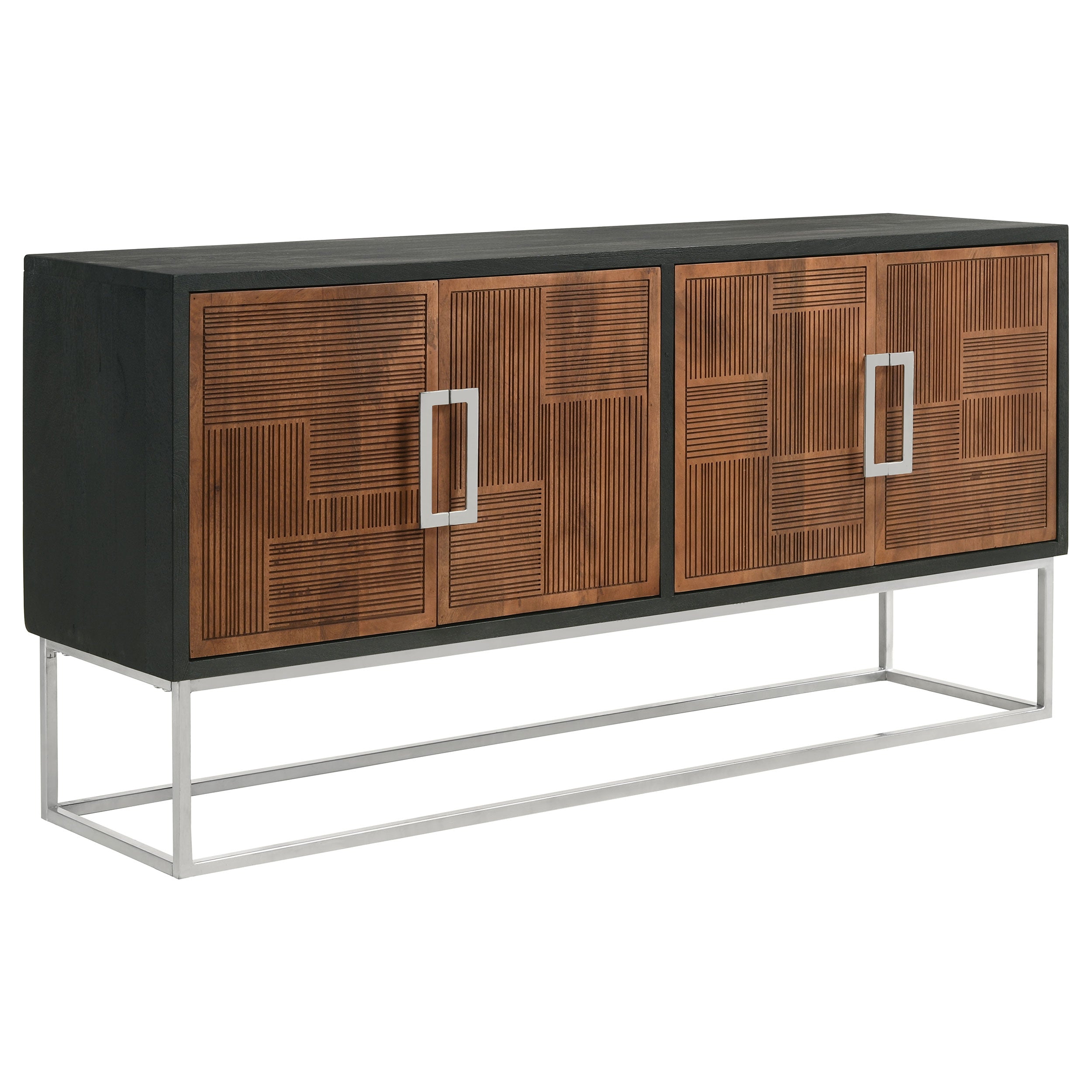 Best Furniture Outlet - Coaster - Borman 4-door Wood Accent Cabinet Walnut and Black - 950331