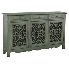 Best Furniture Outlet - Coaster - Madeline 3-drawer Scrollwork Accent Cabinet Antique Green - 950357