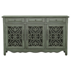 Madeline 3-drawer Scrollwork Accent Cabinet Antique Green