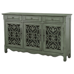 Madeline 3-drawer Scrollwork Accent Cabinet Antique Green