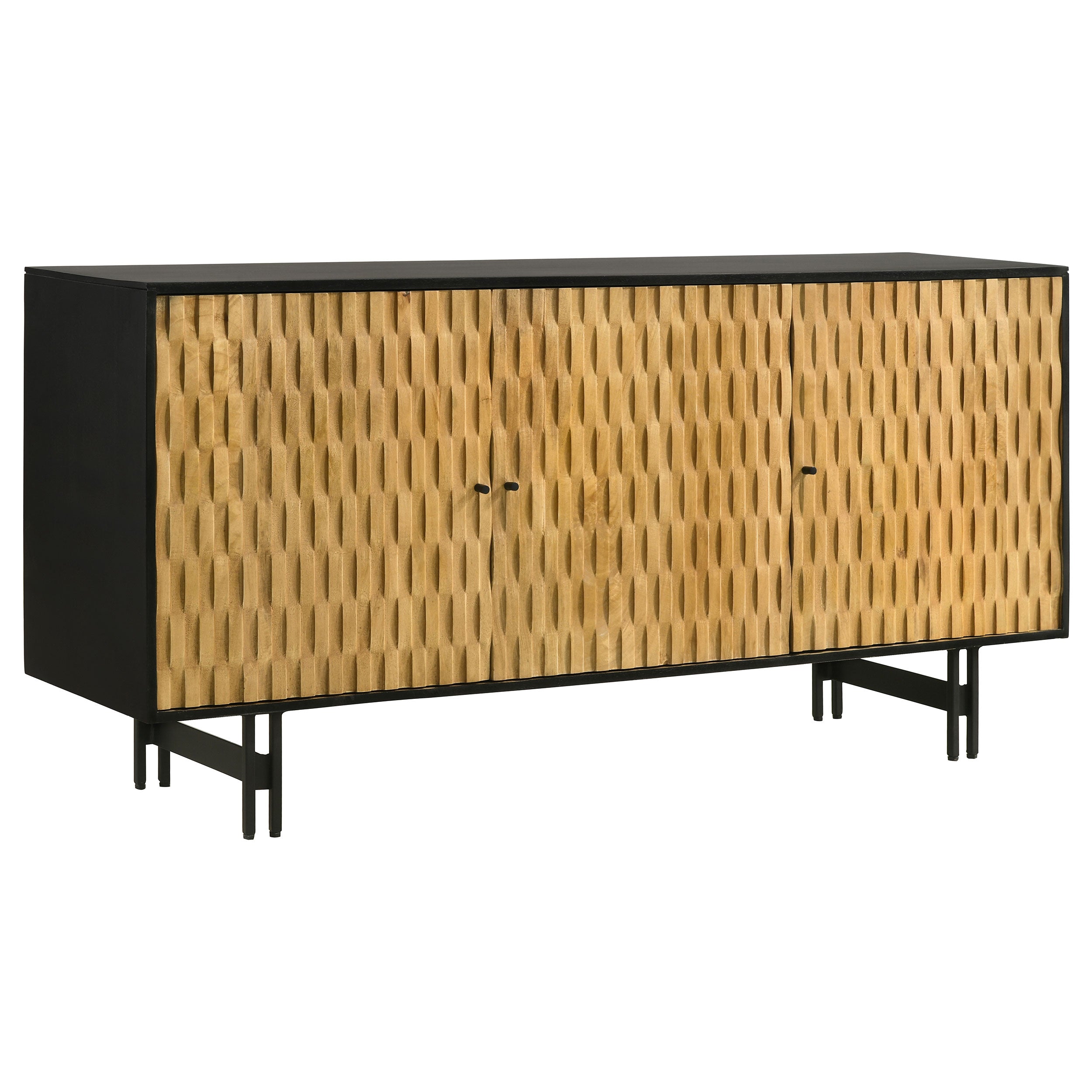 Best Furniture Outlet - Coaster - Aminah 3-door Wood Accent Cabinet Natural and Black - 950383
